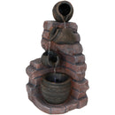 Sunnydaze Crumbling Bricks and Pots Solar Outdoor Water Fountain with Battery Backup & LED Light, 27-Inch Tall