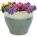 Sunnydaze Round Glazed Ceramic Planter with Drainage