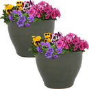 Sunnydaze Glazed Ceramic Planter with Drainage Holes - Set of 2