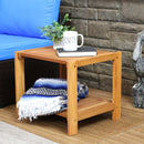 Sunnydaze Meranti Wood Outdoor Side Table with Teak Oil Finish - 20"