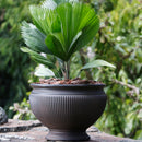 Sunnydaze Elizabeth Ribbed Outdoor Garden Planter Urn - Rust - 15"