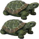 Sunnydaze Terrance the Tortoise Indoor-Outdoor Lawn and Garden Statue - 9-Inch - Set of 2