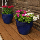 Sunnydaze Chalet Glazed Ceramic Planter with Drainage Holes - Set of 2
