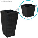 Sunnydaze Polyrattan Square Tall Wicker Planter - Black - Set of 3