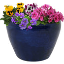 Sunnydaze Round Glazed Ceramic Planter with Drainage