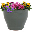 Sunnydaze Round Glazed Ceramic Planter with Drainage