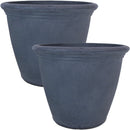 Sunnydaze Anjelica Indoor and Outdoor Resin Planter, Slate Finish, 20-Inch Diameter