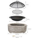 Sunnydaze Faux Stone Fire Pit Ring with Spark Screen - 36" Diameter