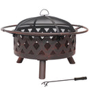 Sunnydaze Crossweave Wood-Burning Fire Pit with Spark Screen and Poker