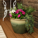 Sunnydaze Round Glazed Ceramic Planter with Drainage