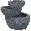 Sunnydaze 3-Tier Chiseled Basin Solar Powered Fountain for Garden, Patio, Yard or Balcony - Polyresin