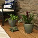 Sunnydaze Glazed Ceramic Planter with Drainage Holes - Set of 2