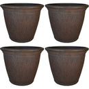 Sunnydaze Anjelica Indoor and Outdoor Resin Planter with Rust Finish, 24-Inch Diameter