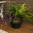 Sunnydaze Round Glazed Ceramic Planter with Drainage