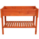 Sunnydaze Raised Wood Garden Bed Planter Box with Shelf