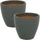 Sunnydaze Resort Ceramic Indoor/Outdoor Planter - Set of 2