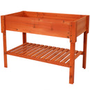 Sunnydaze Raised Wood Garden Bed Planter Box with Shelf - Choose Color