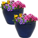 Sunnydaze Glazed Ceramic Planter with Drainage Holes - Set of 2