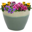 Sunnydaze Round Glazed Ceramic Planter with Drainage
