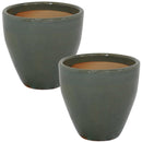 Sunnydaze Resort Ceramic Indoor/Outdoor Planter - Set of 2
