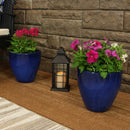 Sunnydaze Glazed Ceramic Planter with Drainage Holes - Set of 2