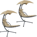 Sunnydaze Floating Chaise Lounge Chair with Umbrella - Set of 2 - Beige
