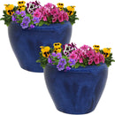 Sunnydaze Glazed Ceramic Planter with Drainage Holes - Set of 2