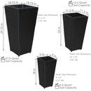 Sunnydaze Polyrattan Square Tall Wicker Planter - Black - Set of 3