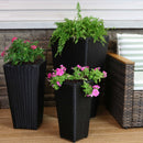 Sunnydaze Polyrattan Square Tall Wicker Planter - Black - Set of 3