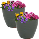 Sunnydaze Glazed Ceramic Planter with Drainage Holes - Set of 2
