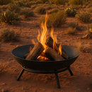 Sunnydaze Raised Cast Iron Fire Pit Bowl with Steel Finish - 22" Diameter