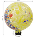 Dimension image for the yellow mosaic gazing globe.