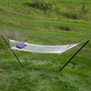 Sunnydaze Rope Hammock with 12' Steel Stand, Pad, and Pillow