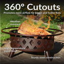 Sunnydaze Crossweave Wood-Burning Fire Pit with Spark Screen and Poker