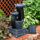 Sunnydaze Modern Cascading Bowls Solar Fountain with Battery Backup