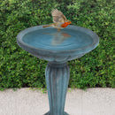 Sunnydaze Grecian Garden Reinforced Concrete Bird Bath - 20.25" H