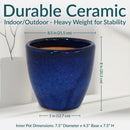 Sunnydaze Resort Glazed Ceramic Planter with Drainage Holes - Set of 2