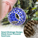 Sunnydaze Round Mosaic Glass Hanging Bird Feeder - 6"