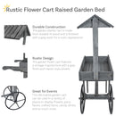 Sunnydaze Rustic, Vintage Flower Cart Display Stand with Wheels - Gray