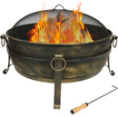 Sunnydaze Large Cauldron Outdoor Fire Pit with Spark Screen