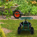 Sunnydaze Rolling Garden Cart with Work Seat and Basket