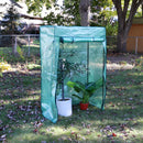 open zippered door for deluxe potted plant and tomato greenhouse with green cover