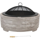 Sunnydaze Faux Stone Fire Pit Ring with Spark Screen - 36" Diameter
