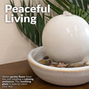 Sunnydaze Indoor Ceramic Tabletop Water Fountain with Orb - 7"