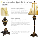 Sunnydaze Home Grandeur Resin Table Lamp Set of 2 - 28.75" H