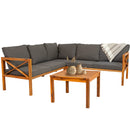 Sunnydaze 4-Piece Wood Patio Furniture Set – L-Shaped Outdoor Sofa Set