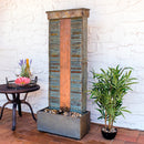 Sunnydaze Rippled Slate Water Fountain with LED Lights - 48"