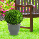 Sunnydaze Round Glazed Ceramic Planter with Drainage