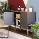 Sunnydaze Mid-Century Modern 2-Door Accent Cabinet with Shelves
