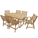 Sunnydaze Hatteras 7-Piece Outdoor Dining Set with Umbrella Hole - Patio Dining Set for 6